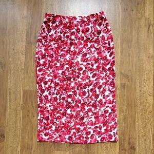 Red Floral Pencil Skirt
